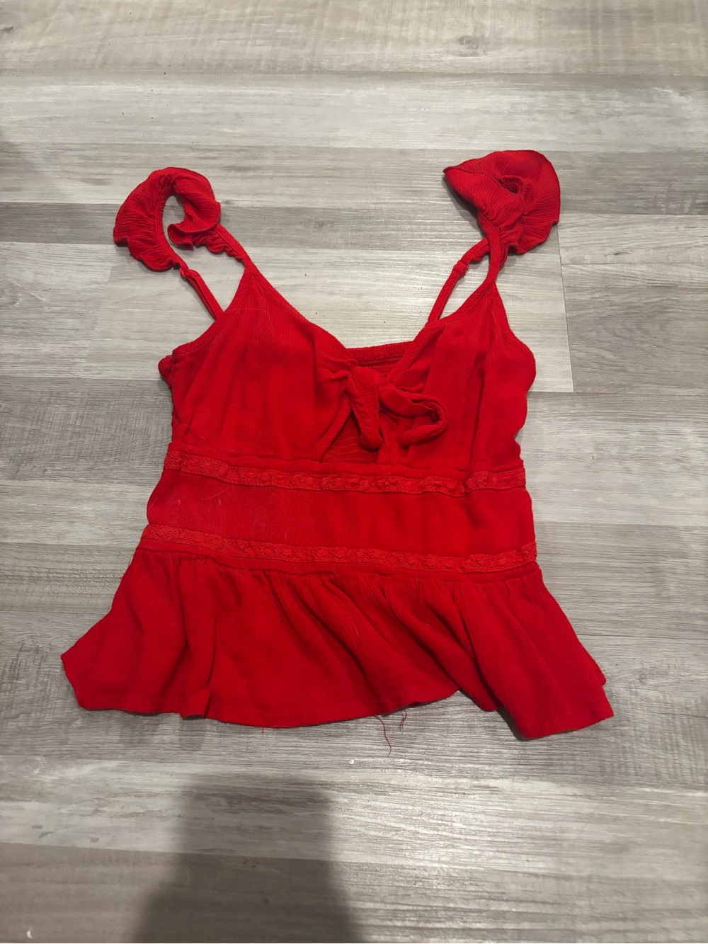 Patrons of Peace Red Tie-Front Ruffle Camisole
